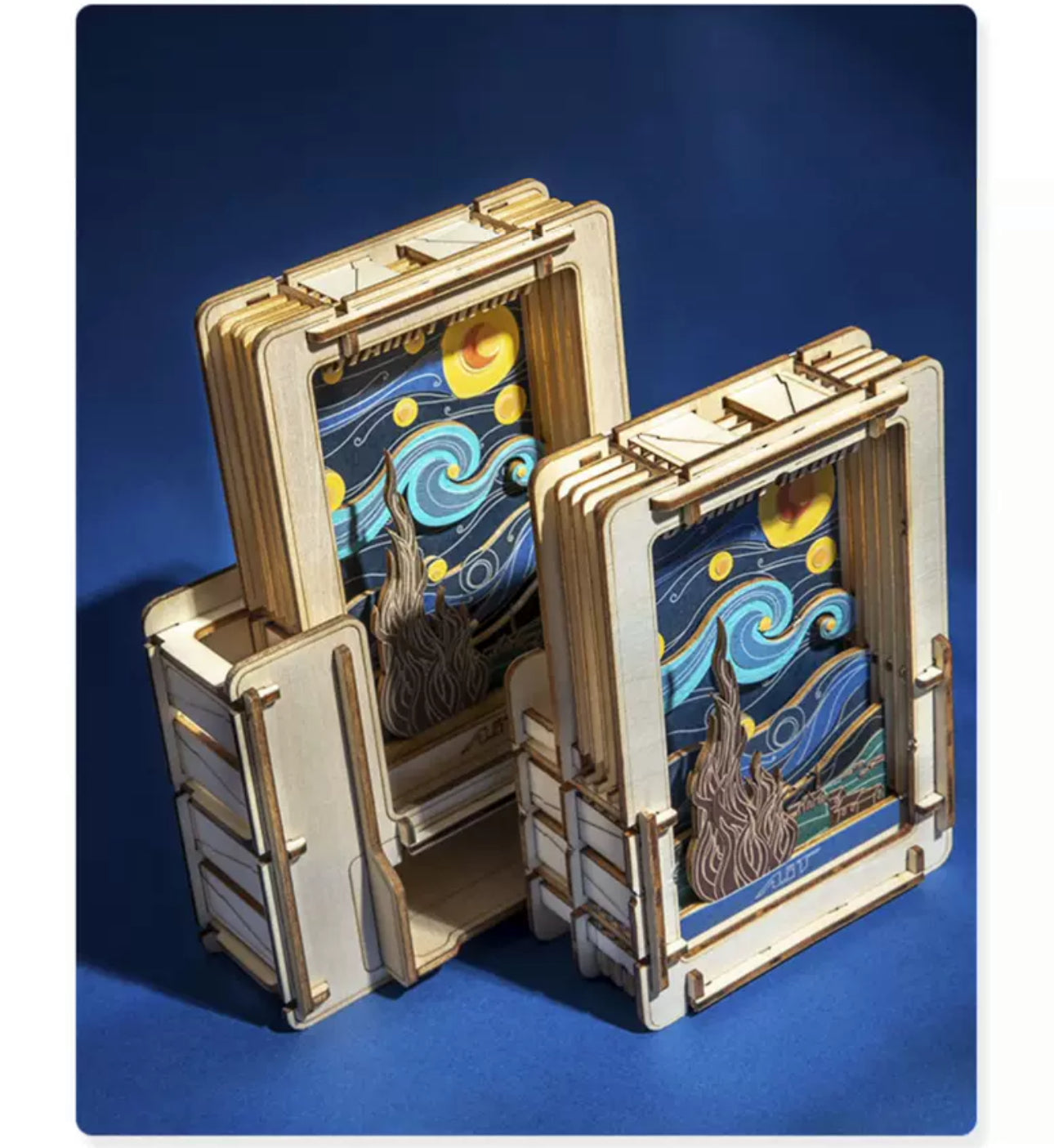 DIY Wooden Jigsaw Puzzle Multi-Purpose World Famous Paintings | Starry Night - Art Frame Home Decoration Gift