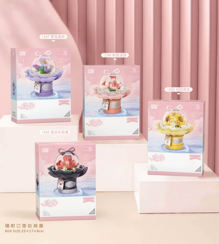 Loz Building Block Eternal Flowers Set | Rose SunFlower - with LED Lights Valentine Wedding Gift DIY Handmade Gift KawaiiGiftLand