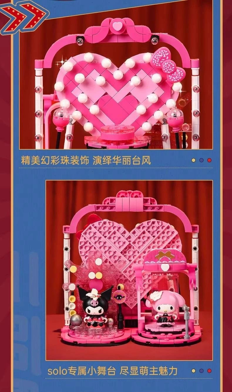 Sanrio Hello Kitty 50th Anniversary Bling Bling Broadway Stage | Hello Kitty My Melody Kuromi Cinnamoroll Pompompurin Pochacco - Limited Edition Building Blocks Toy Collections KawaiiGiftLand