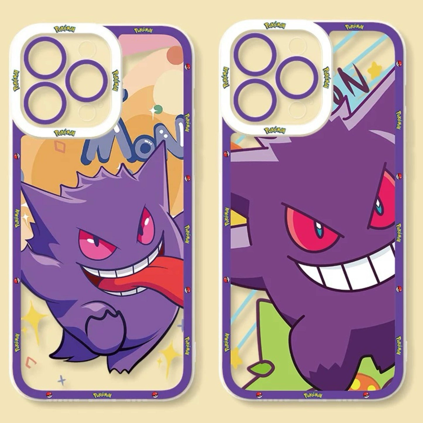 Japan Cartoon Pokemon Happy Party Verison | Gengar - iPhone Case 6 7 8 PLUS SE2 XS XR X 11 12 13 14 15 16 16e Pro Promax 12mini 13mini