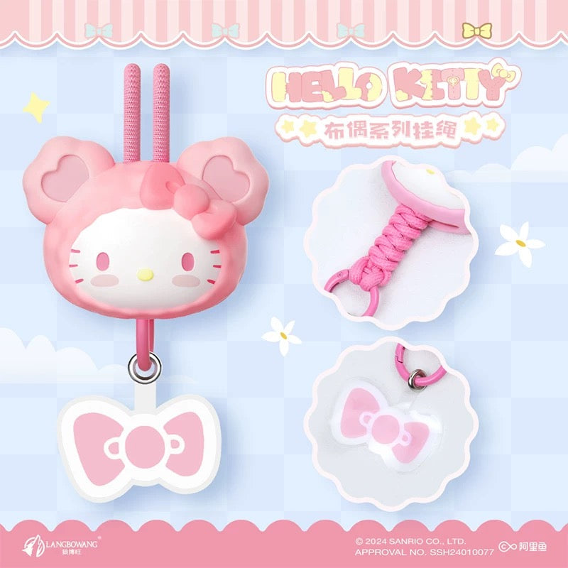 Sanrio Characters Plush Bear Series Lanyards Mobile Holder | Hello Kitty My Melody Kuromi Pompompurin Pochacco - Kawaii Item Cute Accessories KawaiiGiftLand