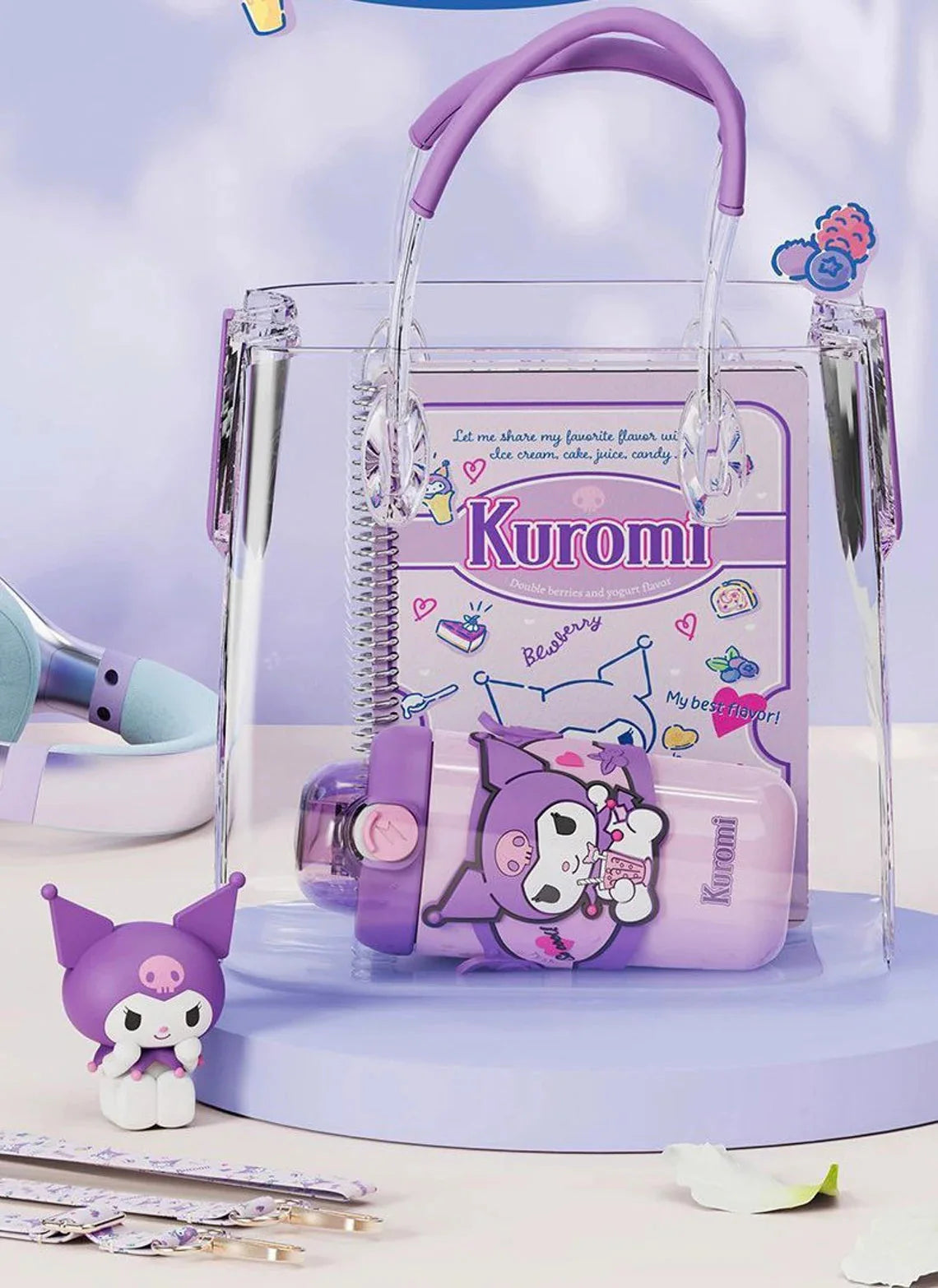 Sanrio My Melody Kuromi Cinnamoroll Pompompurin Shoulder Water Bottle Tumbler with Straw and Strap 316 Stainless Steel Lovely Cup KawaiiGiftLand