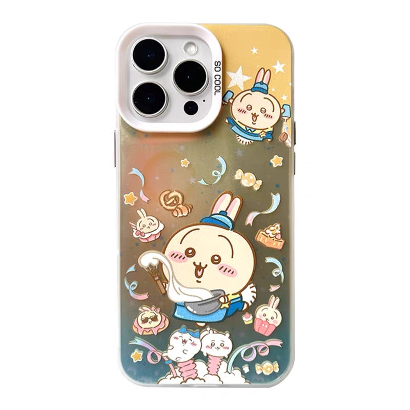 Japanese Cartoon ChiiKawa Cafe Waiter Laser Case | ChiiKawa Hachiware Usagi Momonga - iPhone Case 11 12 13 14 15 16 16e 17 17e 18 Pro Promax