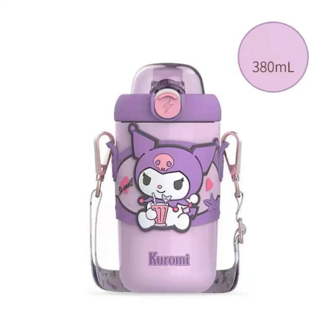 Sanrio My Melody Kuromi Cinnamoroll Pompompurin Shoulder Water Bottle Tumbler with Straw and Strap 316 Stainless Steel Lovely Cup KawaiiGiftLand