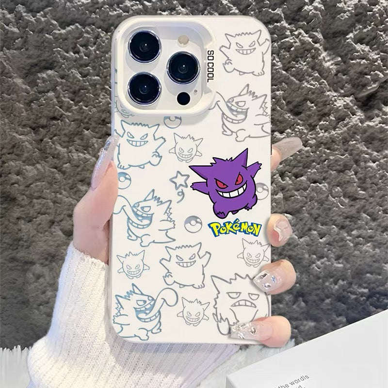Japanese Cartoon Pokemon Matt & Silver Case Part2 | Psyduck Snorlax Gengar Piplup Rowlet Jirachi 6 Styles - iPhone Case PLUS SE2 XS XR X 11 12 13 14 15 16 16e 17 17e 18 Pro Promax 12mini 13mini