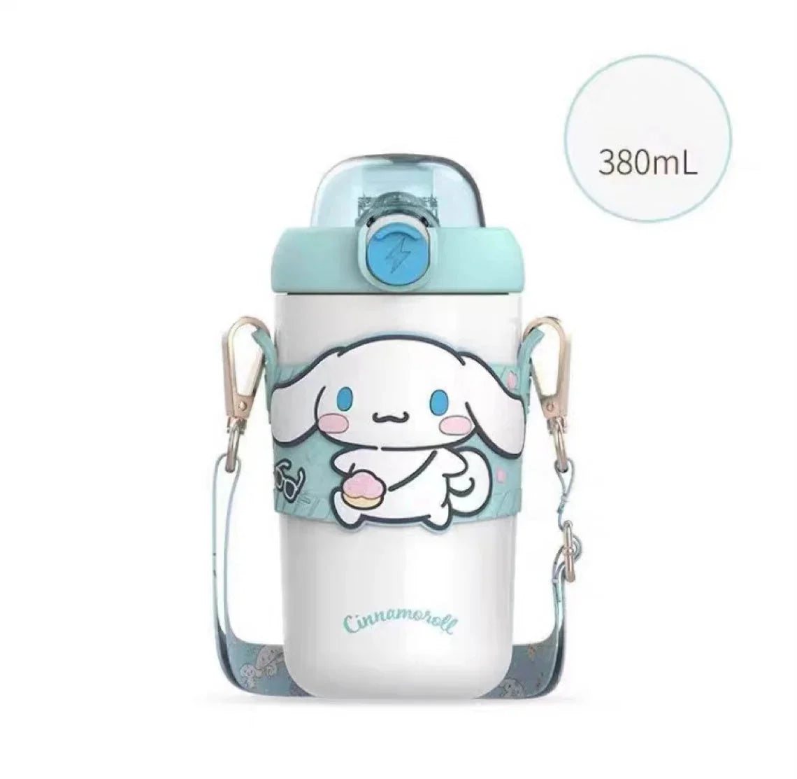 Sanrio My Melody Kuromi Cinnamoroll Pompompurin Shoulder Water Bottle Tumbler with Straw and Strap 316 Stainless Steel Lovely Cup KawaiiGiftLand
