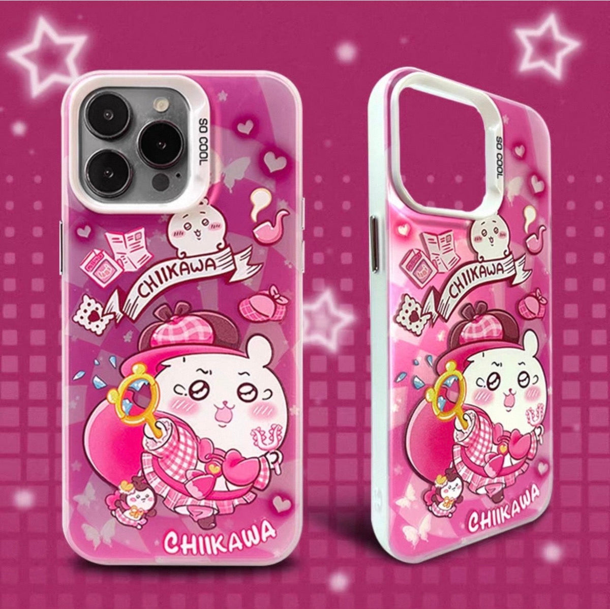 Japanese Cartoon ChiiKawa Detective Laser Case | ChiiKawa Hachiware Usagi Momonga - iPhone Case 11 12 13 14 15 16 16e 17 17e 18 Pro Promax