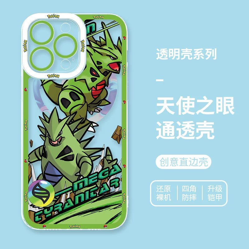 Japan Cartoon Pokemon Mega Evolution Anime | Tyranitar Gyarados Mewtwo Kyogre Gengar Groudon Aerodactyl Ash Greninja - iPhone Case PLUS SE2 XS XR X 11 12 13 14 15 16 16e 17 17e Pro Promax 12mini 13mini
