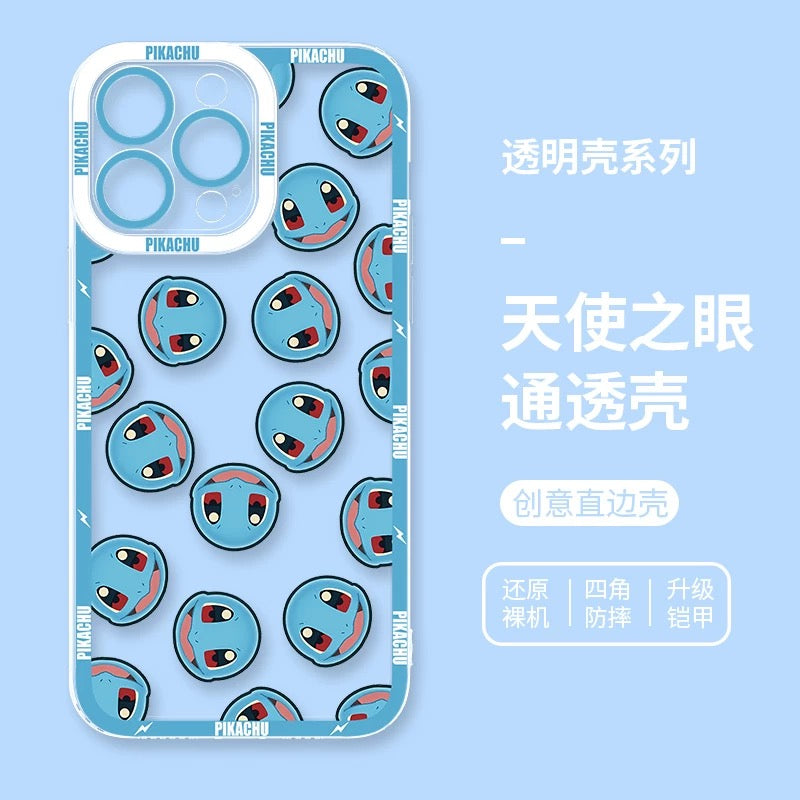Japan Cartoon Pokemon Full Happy Face Verison | Squirtle - iPhone Case 6 7 8 PLUS SE2 XS XR X 11 12 13 14 15 16 16e Pro Promax 12mini 13mini