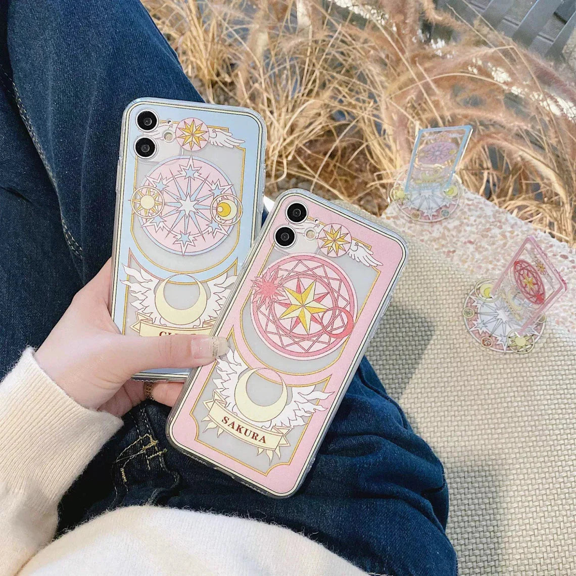 CardCaptorSakura Sakura Clean Card with Acrylic Stand iPhone Case XS XR 11 12 13 14 15 16 Pro Promax KawaiiGiftLand
