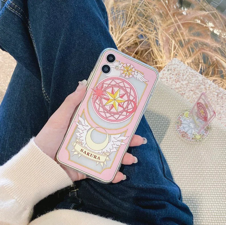CardCaptorSakura Sakura Clean Card with Acrylic Stand iPhone Case XS XR 11 12 13 14 15 16 Pro Promax KawaiiGiftLand