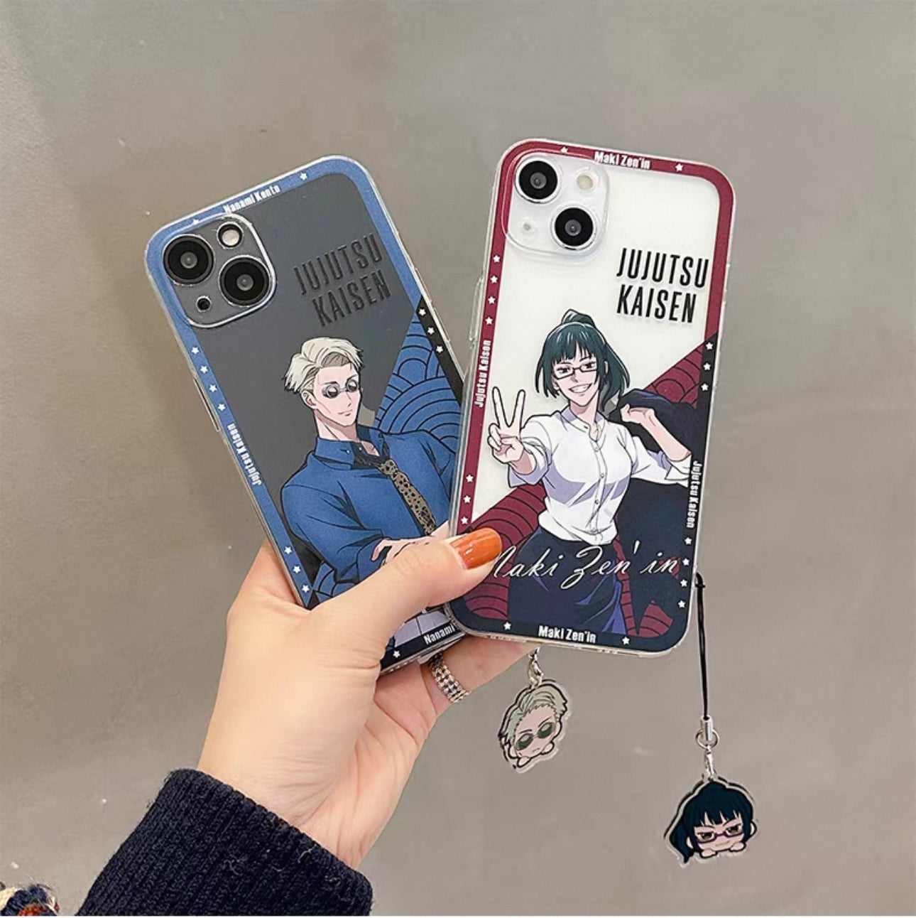 Japanese Anime Jujutsu Kaisen Clean Phone Case with Strap | Nanami Zenin Maki Kugisaki Nobara Panda - iPhone Case 7 8 PLUS SE2 XS XR X 11 12 13 14 15 16 Pro Promax 12mini 13mini KawaiiGiftLand