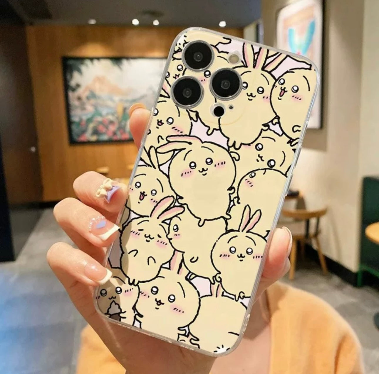 Japanese Cartoon Fun Full Screen ChiiKawa Hachiware Usagi Momonga Rakko - iPhone Case 11 12 13 14 15 Pro Promax KawaiiGiftLand
