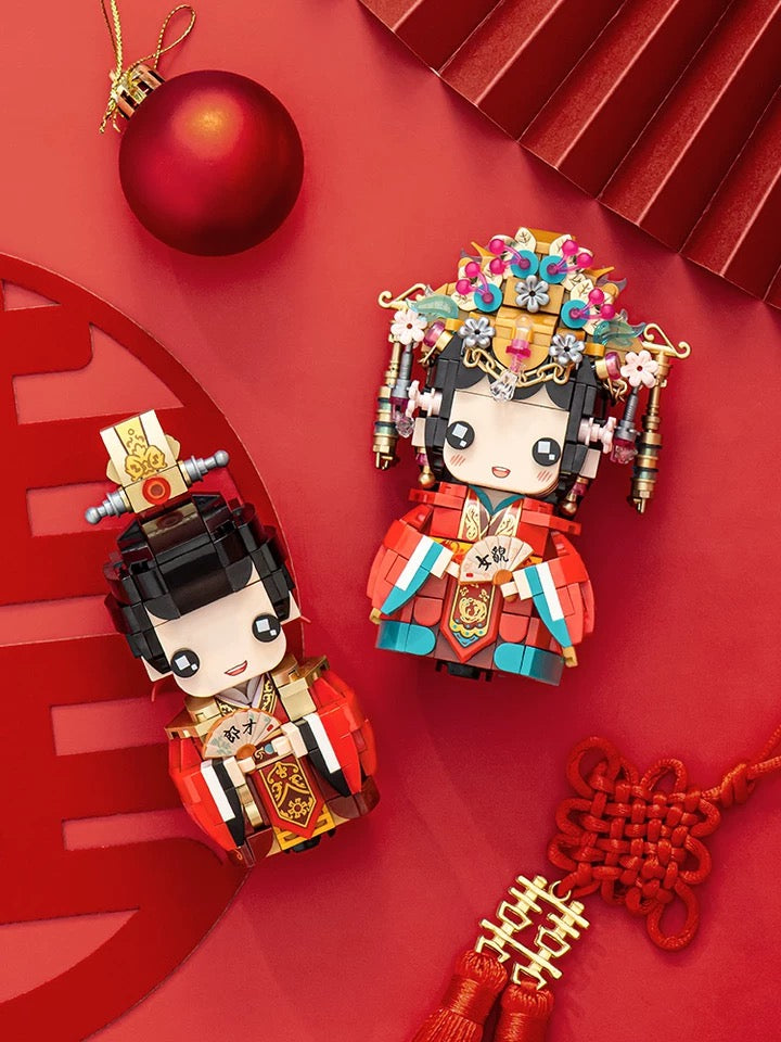 Loz Building Mini Block Characters Music Box | Chinese Wedding Bridegroom Bride - Valentine Wedding DIY Handmade Gift KawaiiGiftLand