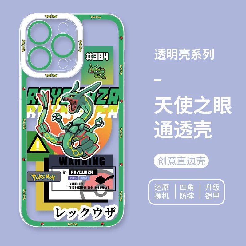 Japan Cartoon Pokemon Game Pixel Version | Tyranitar Pupitar Dragapult Arceus Lucario Rayquaza Ash Greninja Armarouge - iPhone Case PLUS SE2 XS XR X 11 12 13 14 15 16 16e 17 17e Pro Promax 12mini 13mini