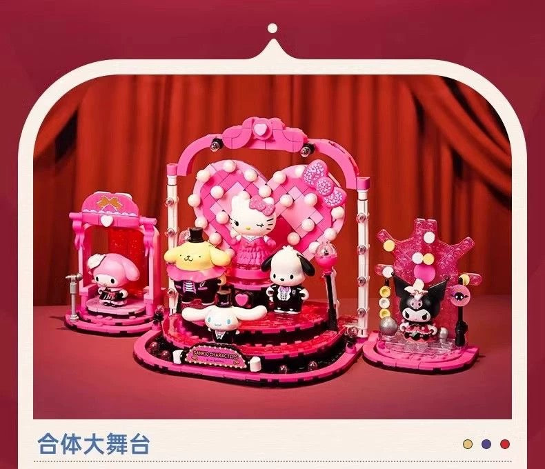 Sanrio Hello Kitty 50th Anniversary Bling Bling Broadway Stage | Hello Kitty My Melody Kuromi Cinnamoroll Pompompurin Pochacco - Limited Edition Building Blocks Toy Collections KawaiiGiftLand