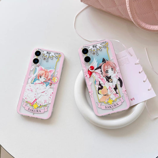Cardcaptor Sakura Card Version Part 5 | Black & White Cat Sakura - Phone Case Samsung Galaxy Z Flip Fold 3 4 5 6 7