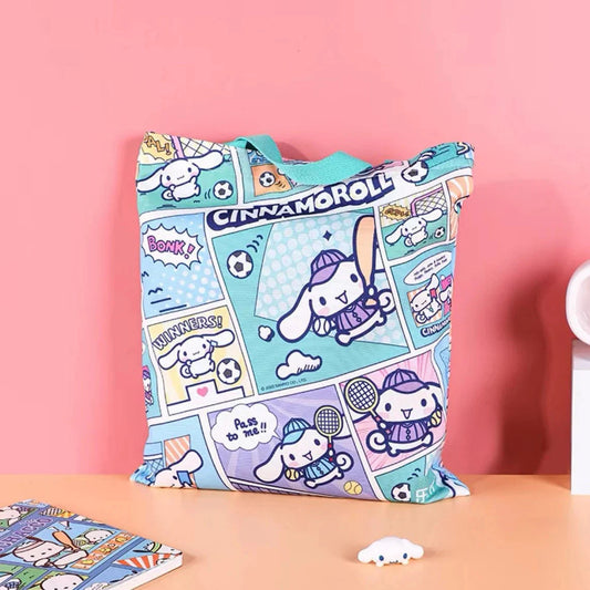 Sanrio Cinnamoroll Sporty Comics Style Tote Bag with Zipper KawaiiGiftLand
