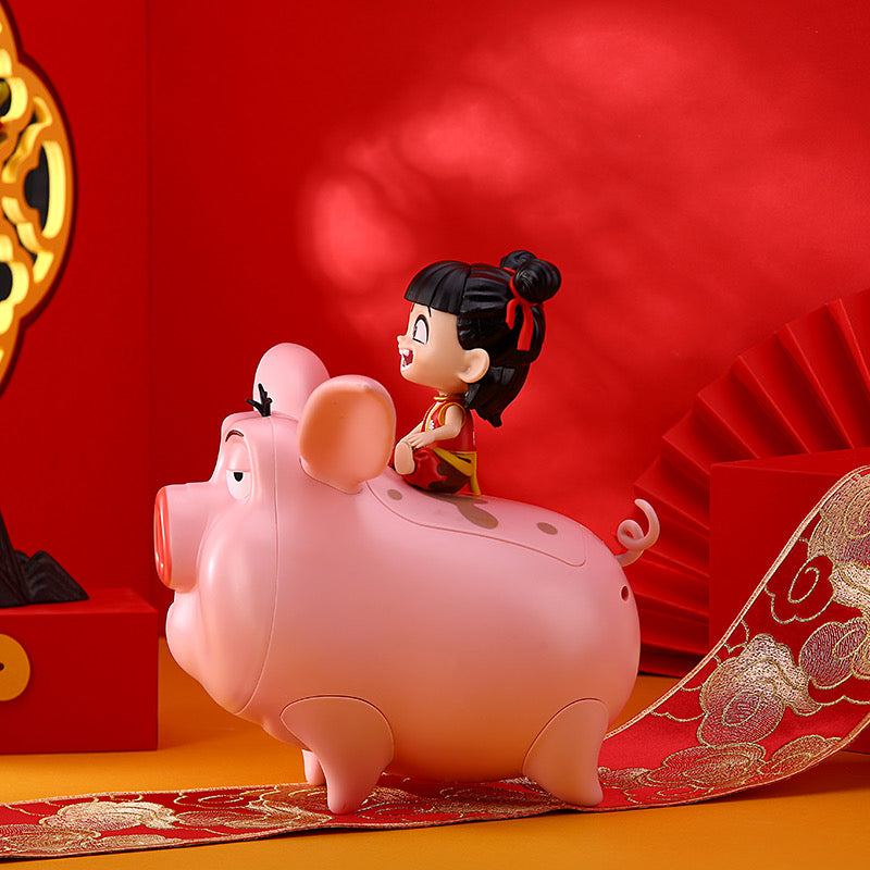 Miniso X Ne Zha | Ne Zha 2 Movie Cute Figure Flying Pig Popcorn Bucket - Kawaii Items Toy Collection Home Decoration