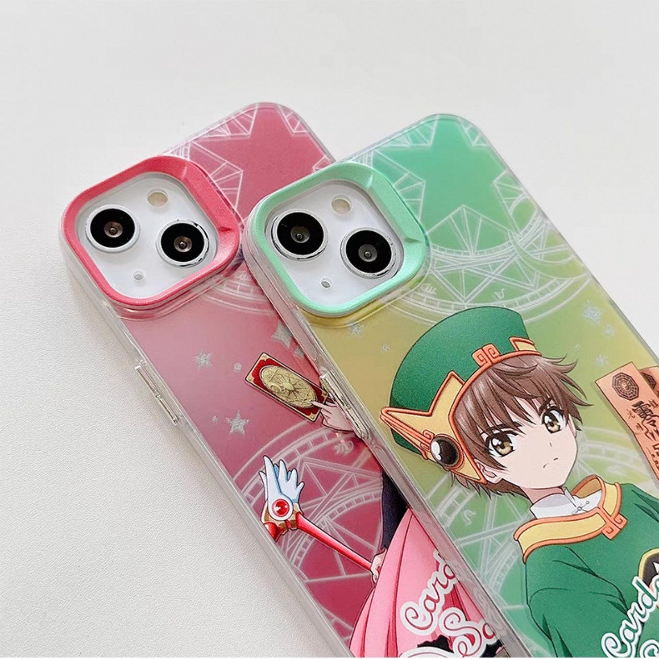 CardCaptorSakura Colourful Laser Case | Sakura & Syaoran Li - iPhone Case 7 8 PLUS SE2 XS XR X 11 12 13 14 15 16 Pro Promax 12mini 13mini KawaiiGiftLand