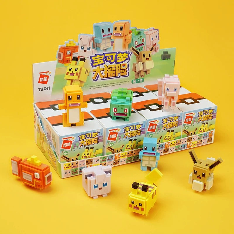Pokemon Adventures Cube Build Blocks Part 1 | Pikachu Charmander Jigglypuff Mew Magikarp Bulbasaur Squartle - Moveable Blind Box Building Blocks Toy Collections