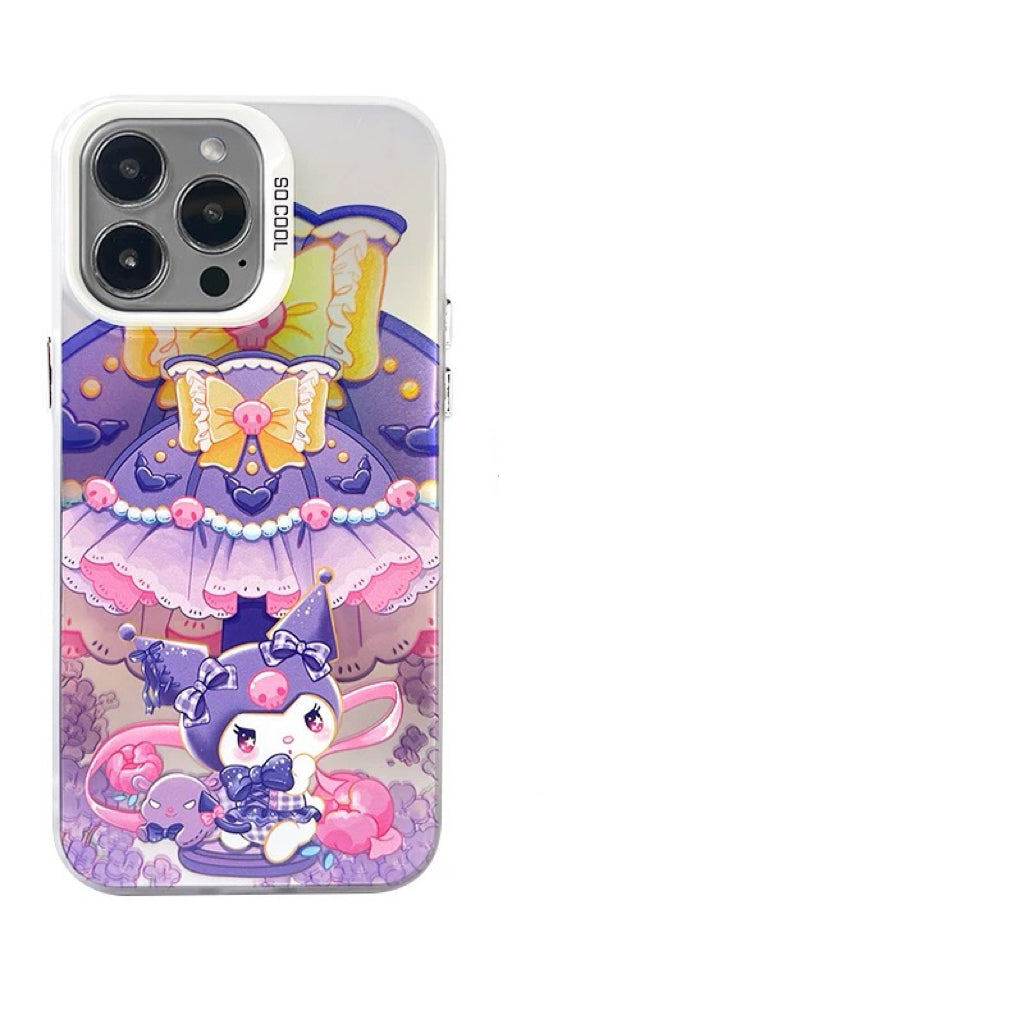 Japanese Cartoon Sanrio Ribbon Lolita | My Melody Kuromi Cinnamoroll Laser - iPhone Case 11 12 13 14 15 16 Pro Promax KawaiiGiftLand