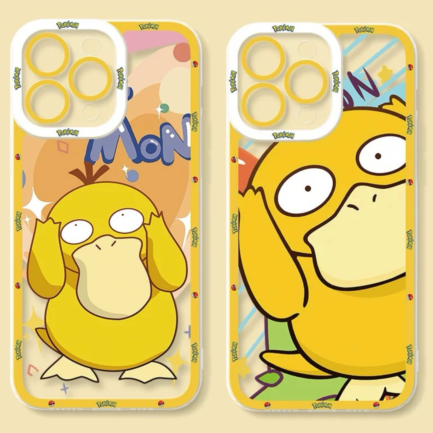 Japan Cartoon Pokemon Happy Party Verison | Psyduck - iPhone Case 6 7 8 PLUS SE2 XS XR X 11 12 13 14 15 16 16e Pro Promax 12mini 13mini