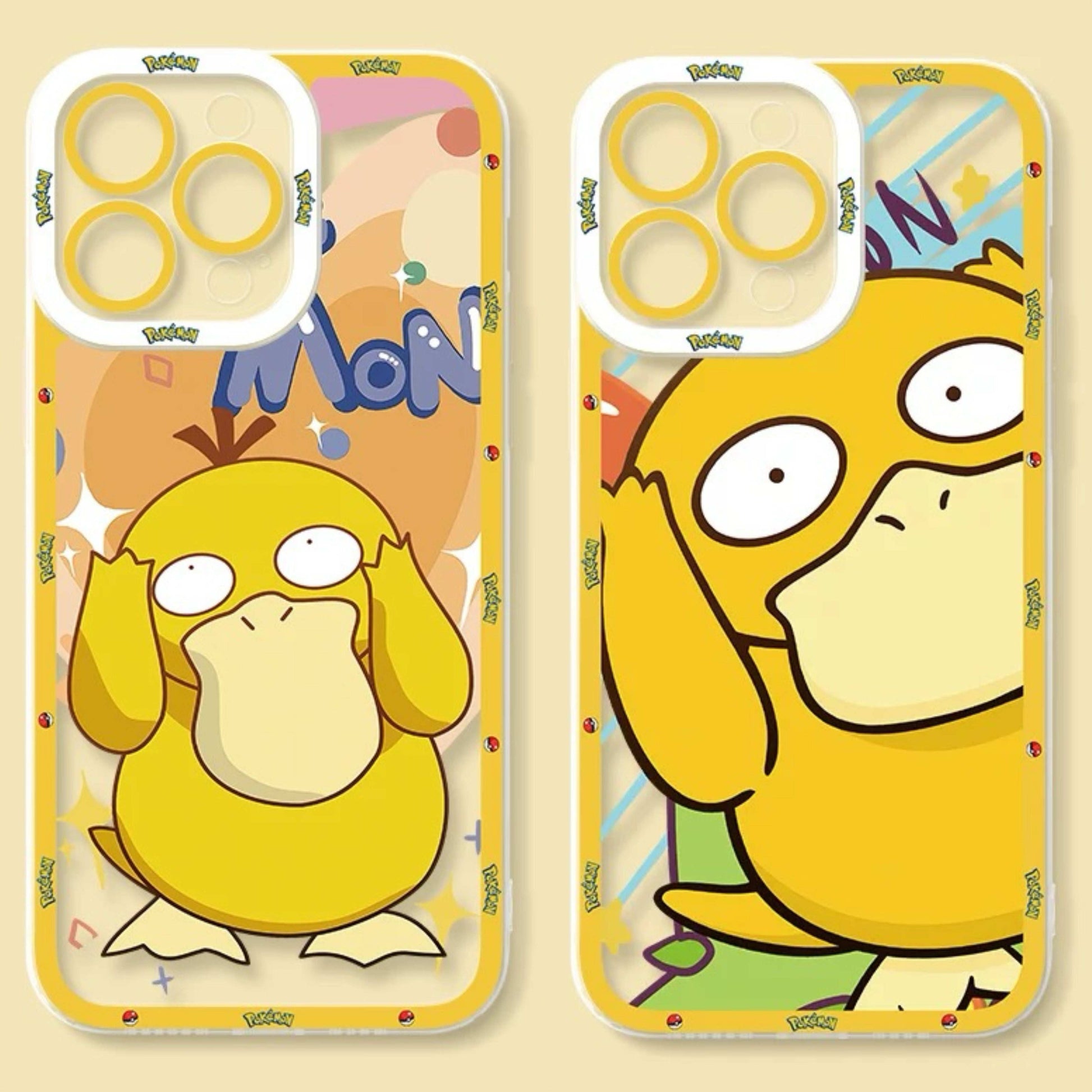 Japan Cartoon Pokemon Happy Party Verison | Psyduck - iPhone Case 6 7 8 PLUS SE2 XS XR X 11 12 13 14 15 16 16e Pro Promax 12mini 13mini