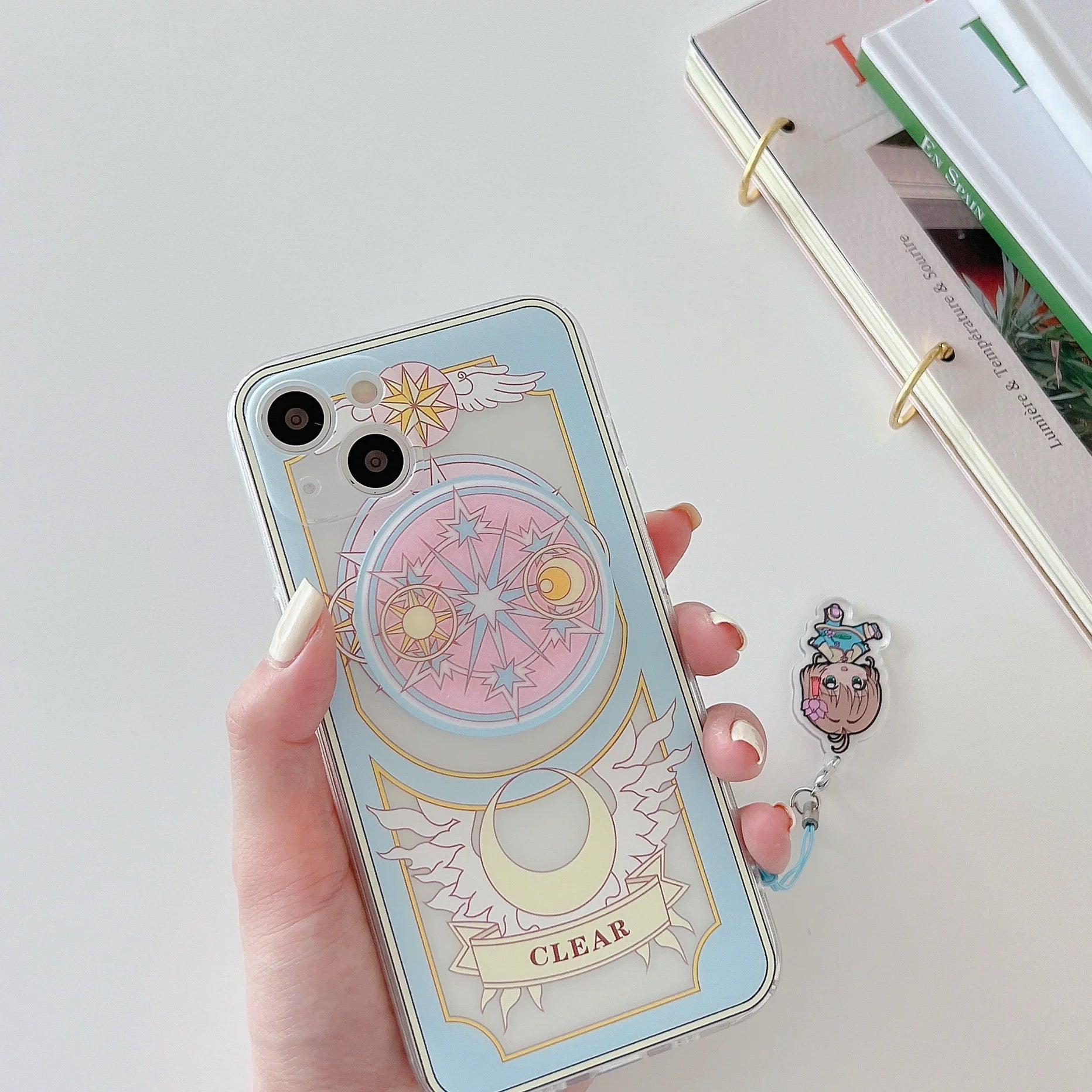 Japanese Cartoon Phone Stand | CardCaptorSakura Blue Clear Sakura Black Clear Clown KawaiiGiftLand