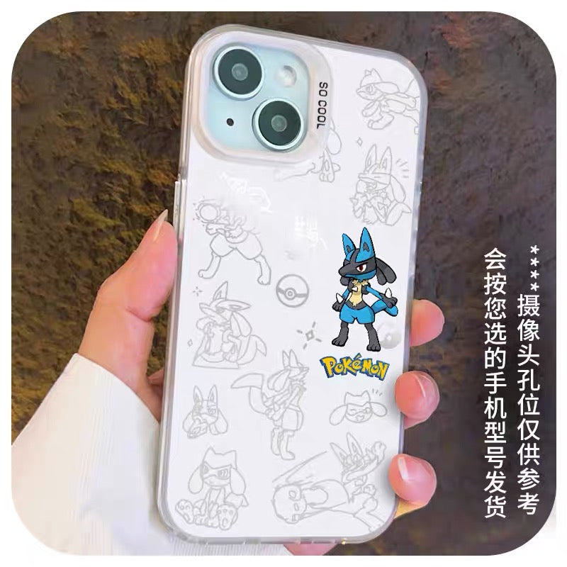 Japanese Cartoon Pokemon Matt & Silver Case Part4 | Psyduck Snorlax Slowpoke Oddish Togepi Gengar Lucario 7 Styles - iPhone Case PLUS SE2 XS XR X 11 12 13 14 15 16 16e 17 17e 18 Pro Promax 12mini 13mini