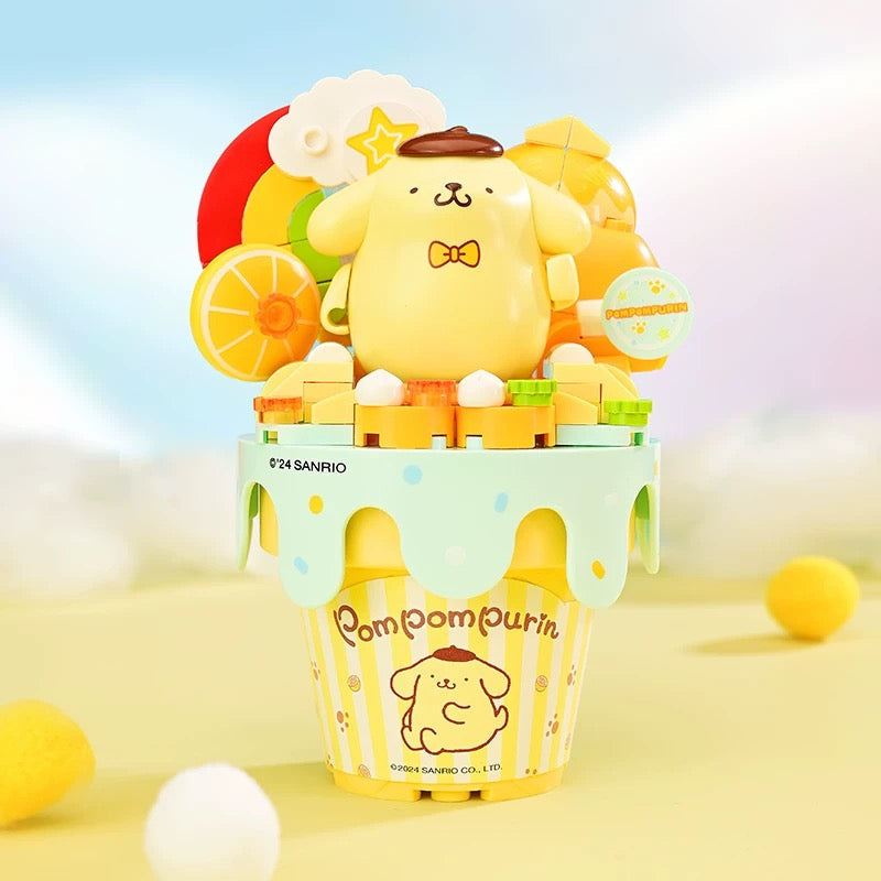 Sanrio Dessert Ice Cream Cone | Hello Kitty My Melody Kuromi Cinnamoroll Pompompurin Pochacco - Building Blocks Toy Collections KawaiiGiftLand
