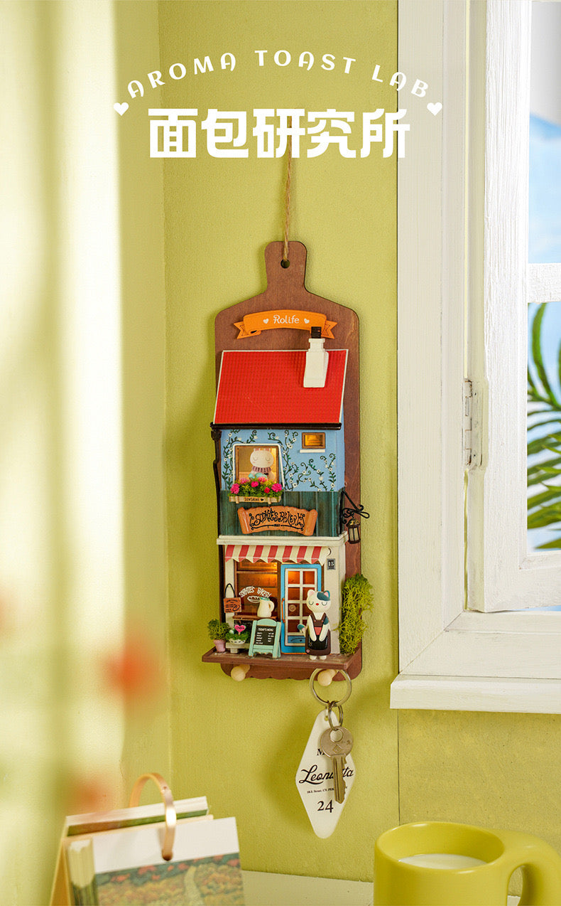 Craft Kits Wooden Hook Key Hanger | Animal Store - DIY Handmade Mini World Miniature Gift with LED Light Room Decoration