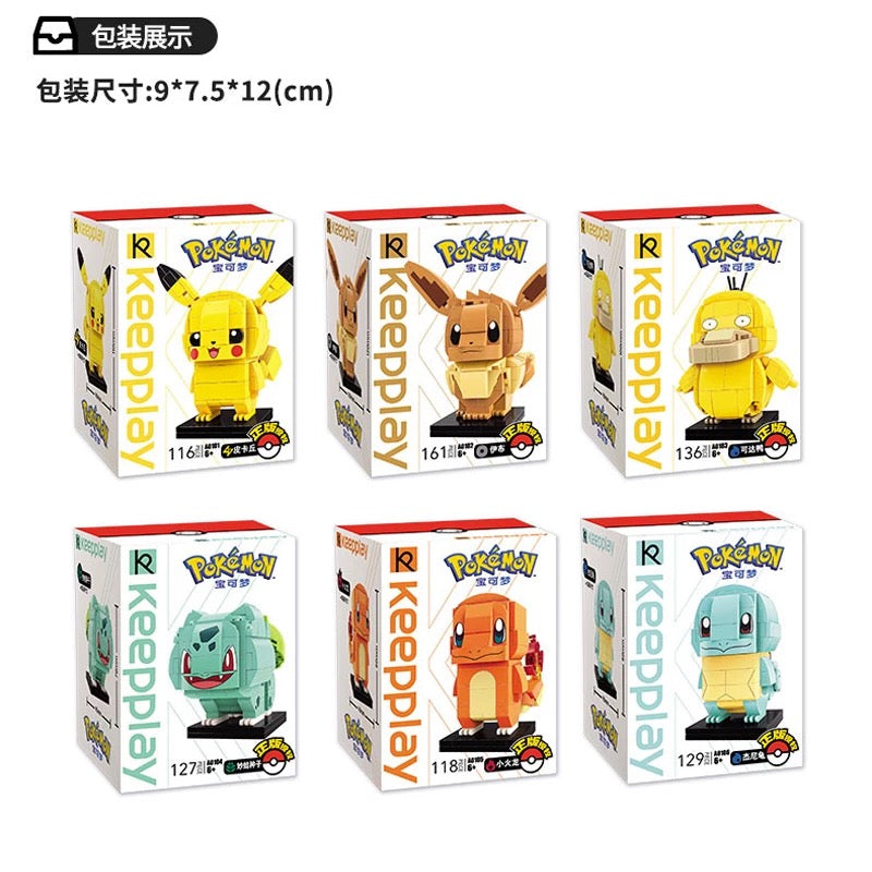 Pokemon Character Build Blocks | Pikachu Charmander Squartle Bulbasaur Eevee Psyduck - Building Blocks Toy Collections