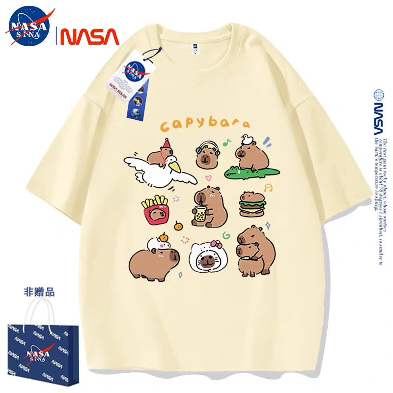 Cute Animals Capybara Style T-Shirt Series | Happy & Fun Daily Part1 - Kawaii Fashion Items for Child & Adult Matching outfits for Parents and Children