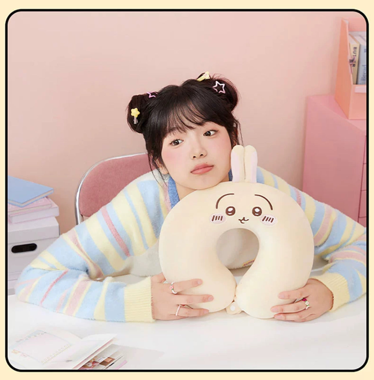 ChiiKawa X Miniso | ChiiKawa Hachiware Usagi Neck Pillow - Airplane Pillow Kawaii items Room Decoration KawaiiGiftLand