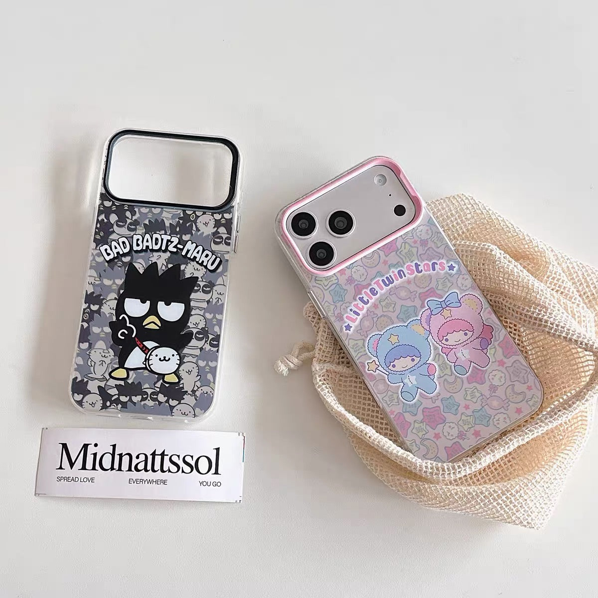 Japanese Cartoon Phone Case | Laser Bad Badtz Maru XO Outing & Angle Little Twin Stars - Phone Case Samsung Galaxy S26 S25 S24 S23 S22 S21 FE Ultra Edge