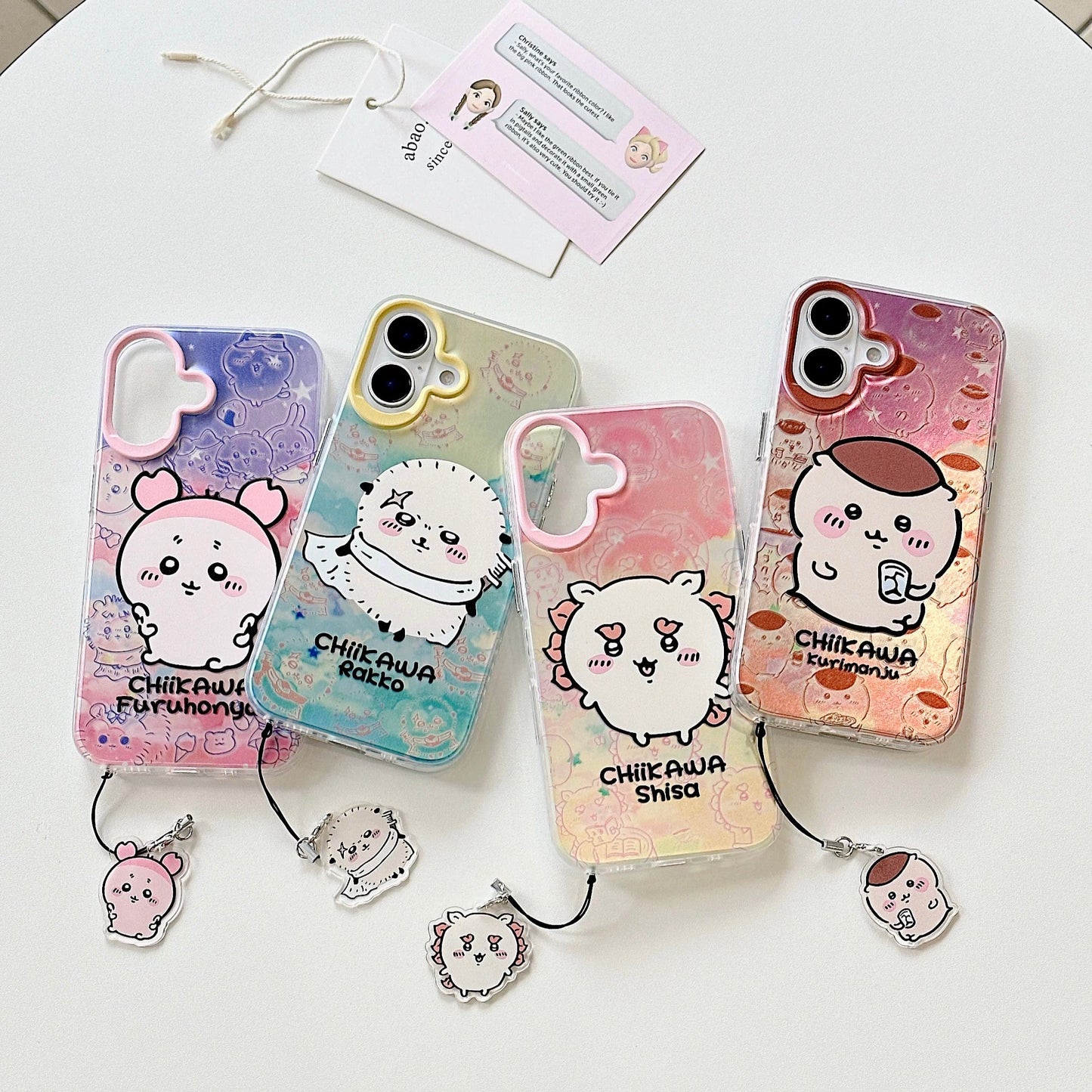 Japanese Cartoon iPhone Case with Strap | Laser Kurimanju Rakko Shisa Furuhonya - iPhone CasePhone Case 7 8 PLUS SE2 XS XR X 11 12 13 14 15 Pro Promax 12mini 13mini