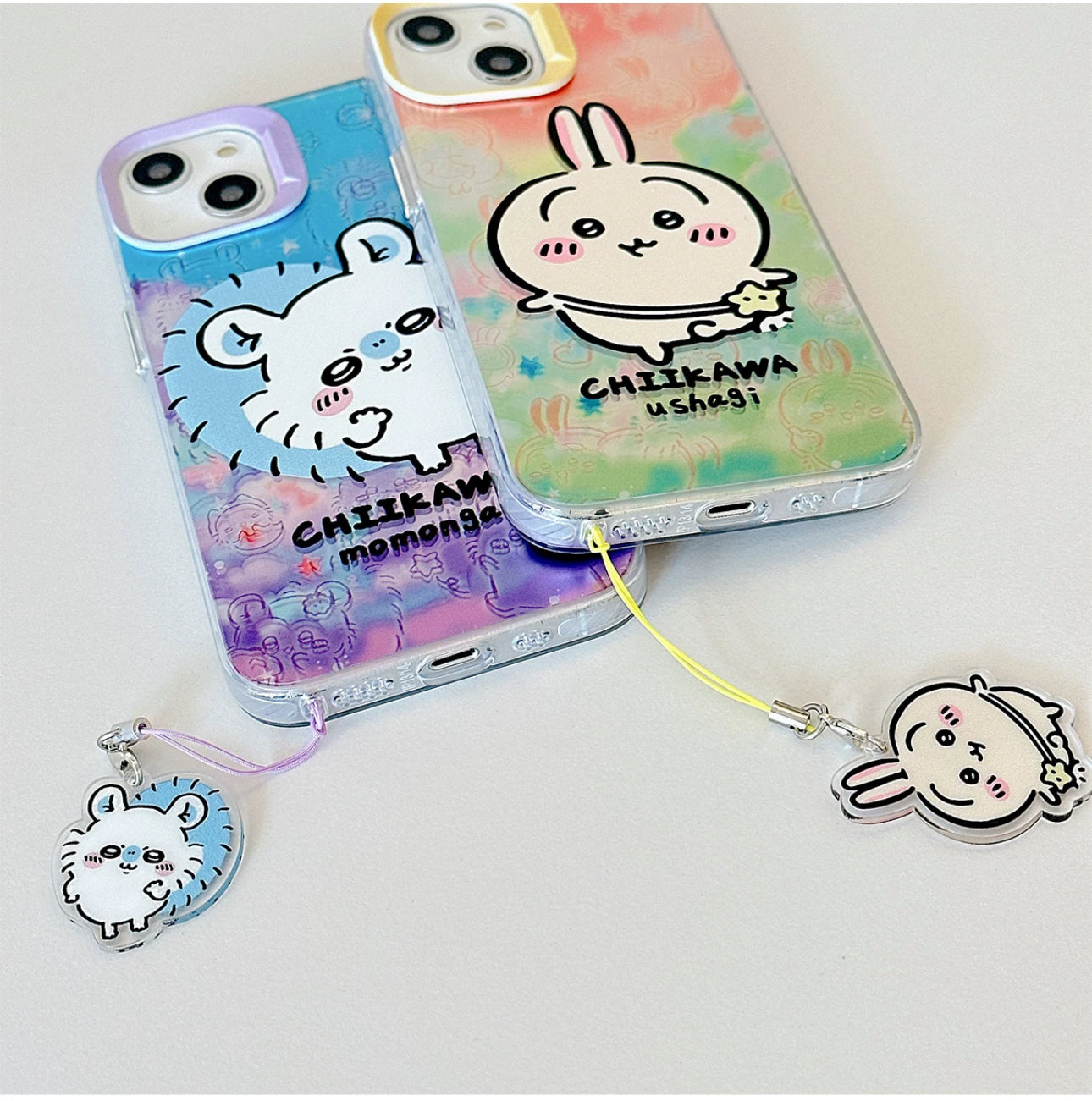 Japanese Cartoon iPhone Case with Strap | Laser Outing ChiiKawa Hachiware Usagi Momonga - iPhone CasePhone Case  7 8 PLUS SE2 XS XR X 11 12 13 14 15 16 Pro Promax 12mini 13mini KawaiiGiftLand