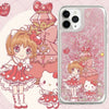 Japanese Anime CardCaptorSakura | Sakura Hello Kitty White Cat Pink Heart Glitter QuickSand - iPhone Case PLUS SE2 11 12 13 14 15 16 16e 17 17e Pro Promax 12mini 13mini