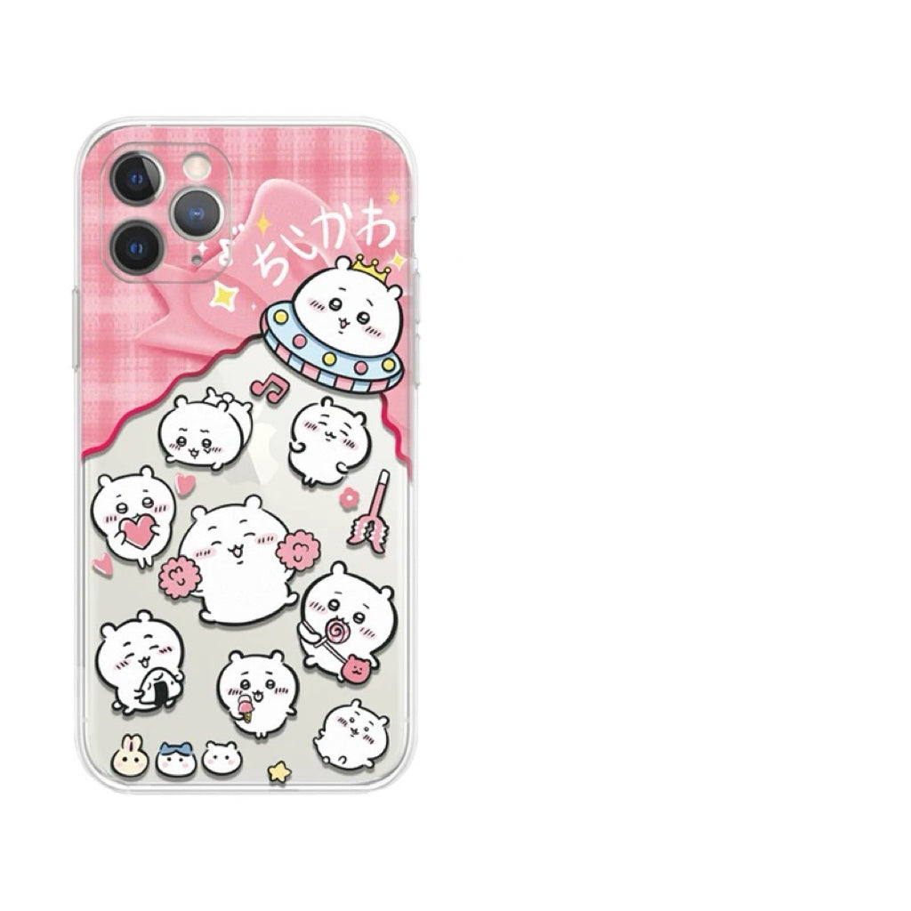 Japanese Cartoon ChiiKawa Hachiware Usagi UFO Clear - iPhone Case 11 12 13 14 15 16 Pro Promax KawaiiGiftLand