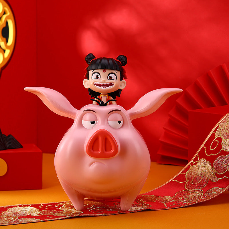 Miniso X Ne Zha | Ne Zha 2 Movie Cute Figure Flying Pig Popcorn Bucket - Kawaii Items Toy Collection Home Decoration