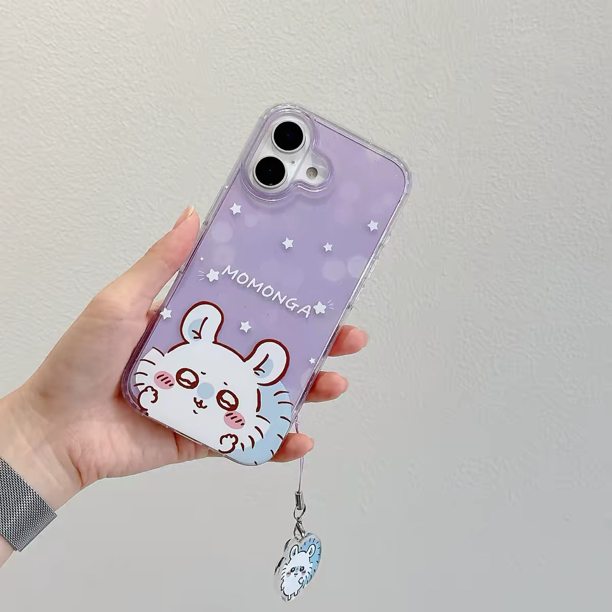 Japanese Cartoon ChiiKawa Gittler Colour Clear Case with Phone Strape | Say Hi Chiikawa Hachiware Usagi Momonga - Phone Case Samsung Galaxy S26 S25 S24 S23 S22 S21 FE Ultra Edge