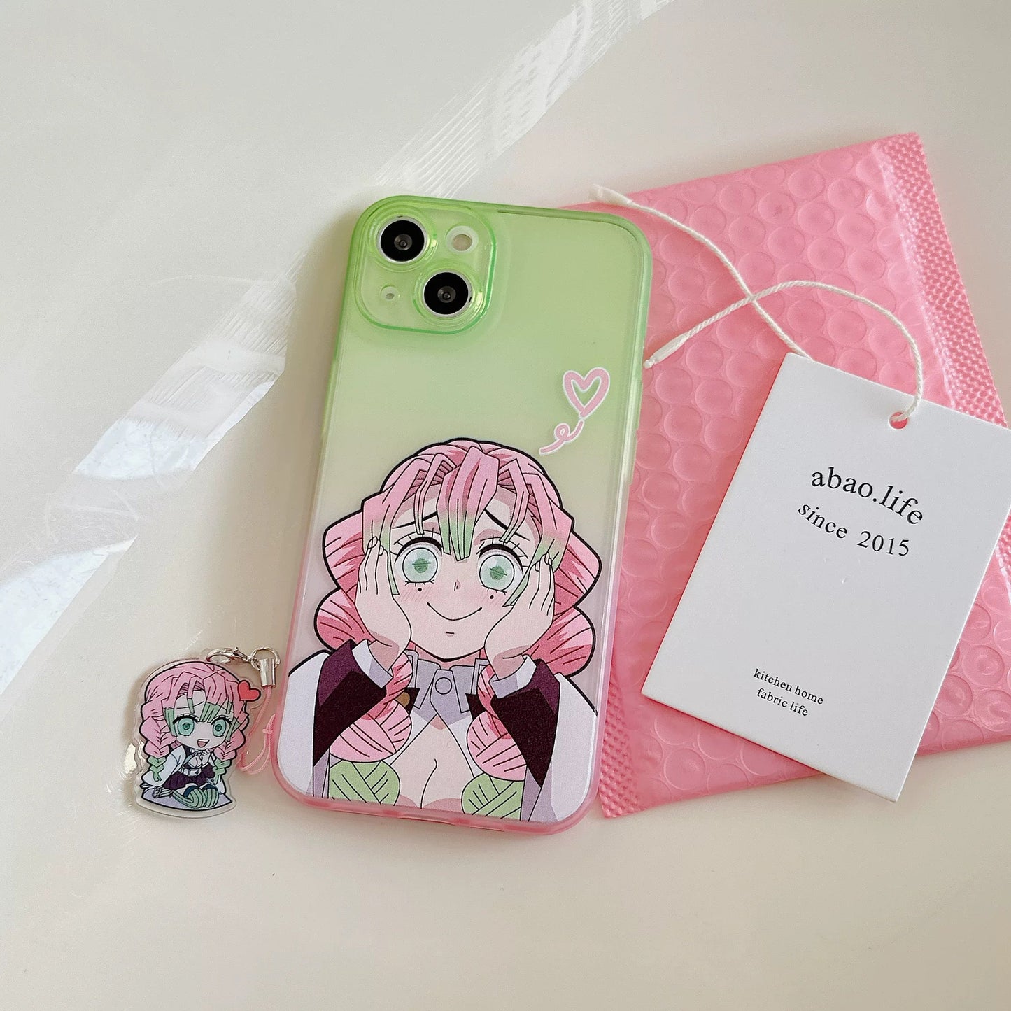Japanese Anime Kimetsu no Yaiba Demon Slayer| Kanroji Mitsuri Love Hashira - iPhone Case 7 8 PLUS SE2 XS XR X 11 12 13 14 Pro Promax 12mini 13mini