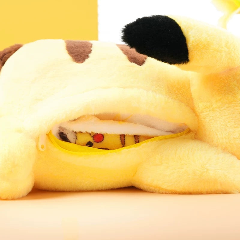 Japan Cartoon Pokemon | Pikachu Plush Doll With Furry Blanket - Mascot Plush Doll Kawaii Decoration KawaiiGiftLand