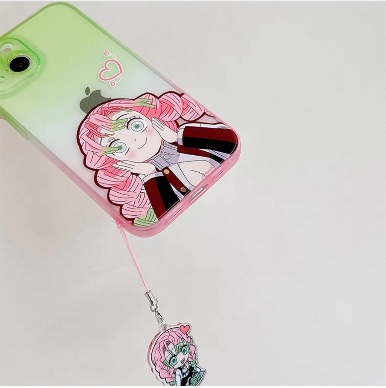 Japanese Anime Kimetsu no Yaiba Demon Slayer Colourful Clean Case | Kanroji Mitsuri Love Hashira with Heart - iPhone Case 7 8 PLUS SE2 XS XR X 11 12 13 14 Pro Promax 12mini 13mini KawaiiGiftLand
