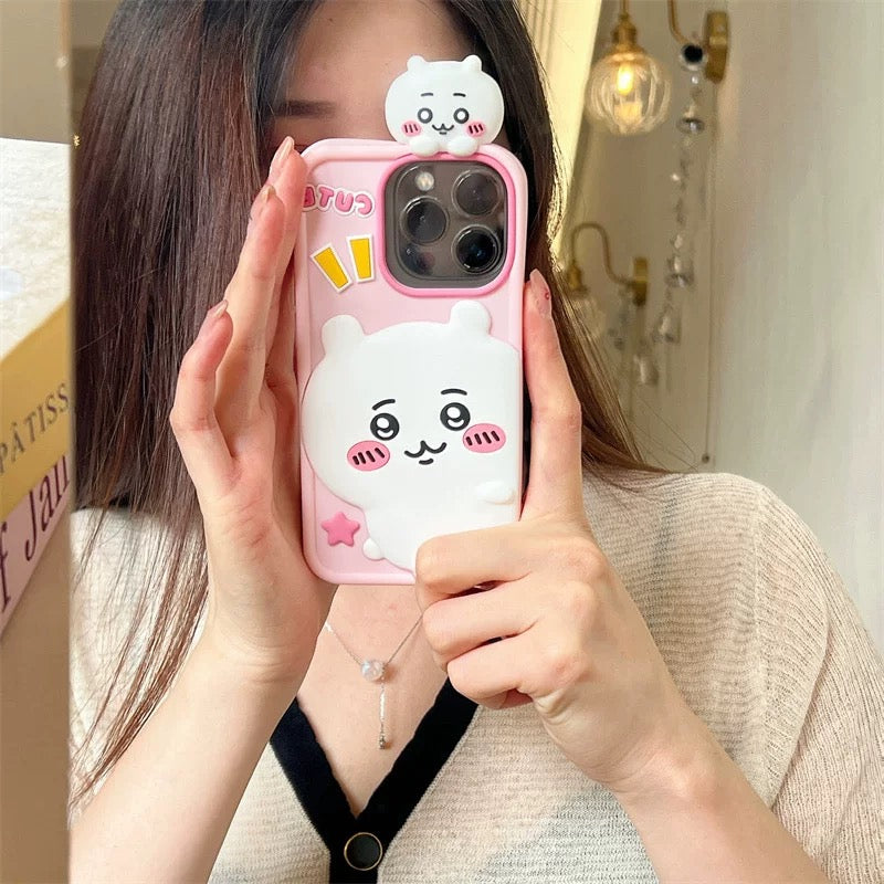 Japanese Cartoon ChiiKawa Look at you Silicone | Chiikawa Hachiware Usagi - iPhone Case 15 14 13 12 Pro ProMax KawaiiGiftLand