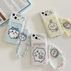 Japanese Cartoon Chiikawa | ChiiKawa Hachiware Usagi Happy Outing with Card Holder & Handle Strap - Phone Case Samsung Galaxy S25 S24 S23 S22 S21 FE Ultra Edge