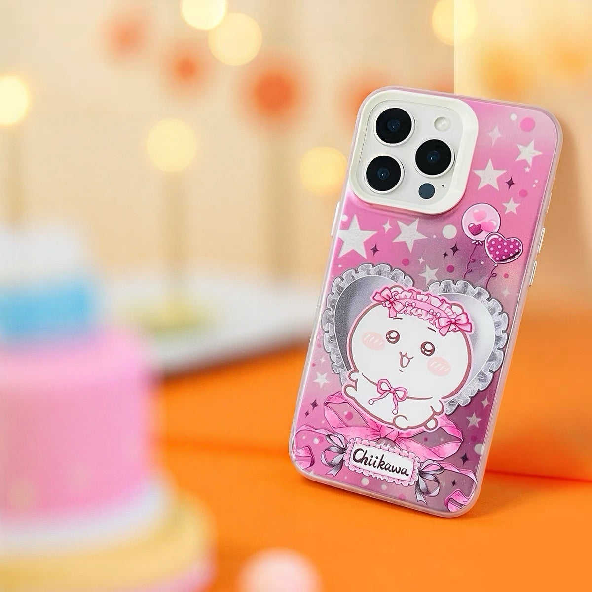 Japanese Cartoon ChiiKawa Ribbon Heart Cushion Laser Case | Chiikawa Hachiware Usagi Momonga 4 Styles - iPhone Case 11 12 13 14 15 16 16e 17 17e 18 Pro Promax