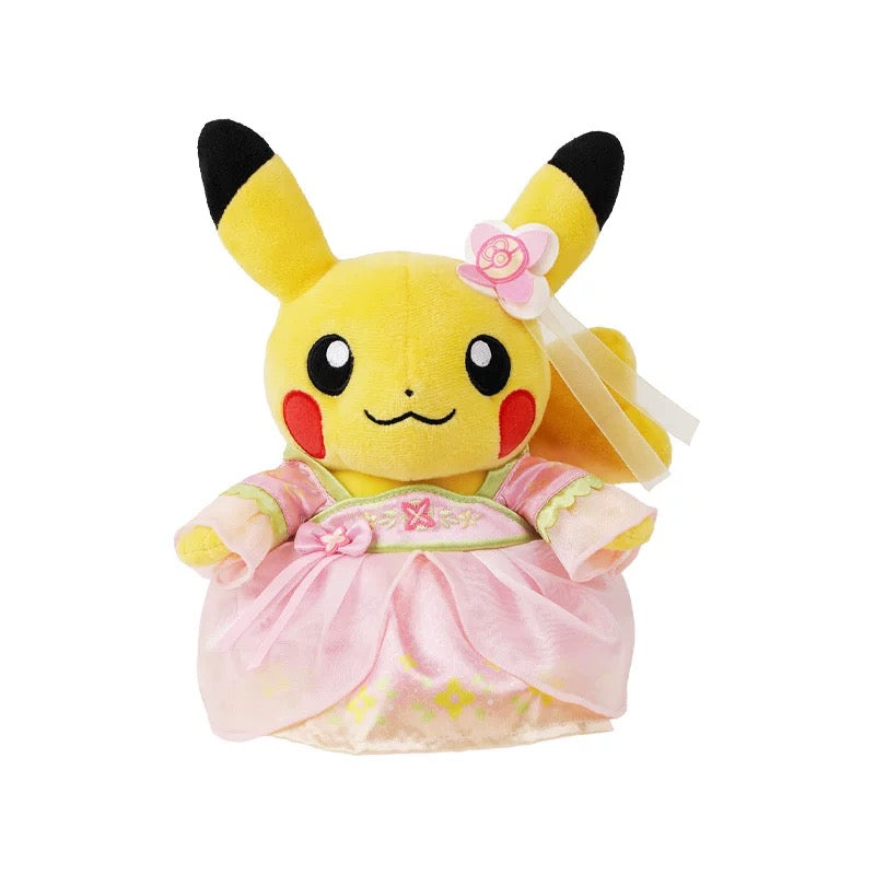 Japan Cartoon Pokemon Center Couple Version | Chinese Style Bamboo & Flower Pikachu - Mascot Plush Doll Kawaii Decoration Wedding Gift KawaiiGiftLand