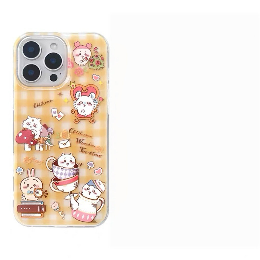 Japanese Cartoon ChiiKawa Wonder Time Tea | Matt Yellow & White Case - iPhone Case 11 12 13 14 15 16 16e 17 17e 18 Pro Promax
